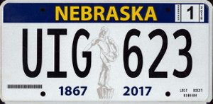 Placa vehicular originaria de Nebraska