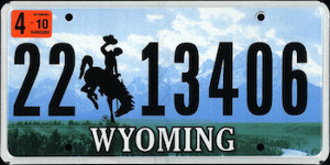 plaque minéralogique des véhicules du Wyoming 
