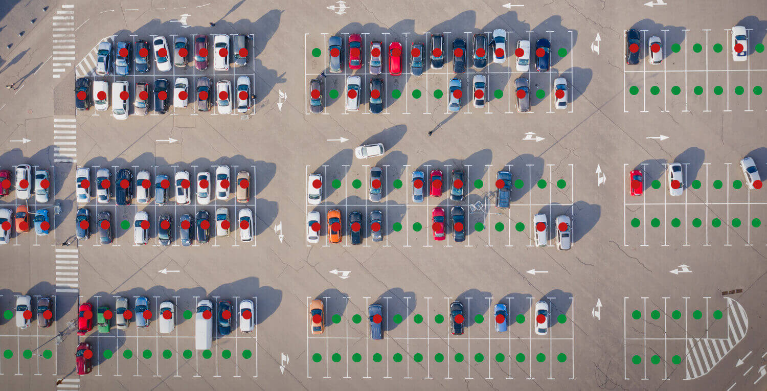 Foto do sistema de orientação para estacionamento ao ar livre